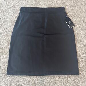 CLARA SUNWOO Black Faux Leather Pencil Skirt